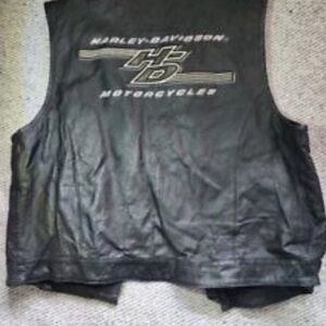 Vintage Harley Davidson Eagle Black Leather Biker Motorcycle Vest Size XL